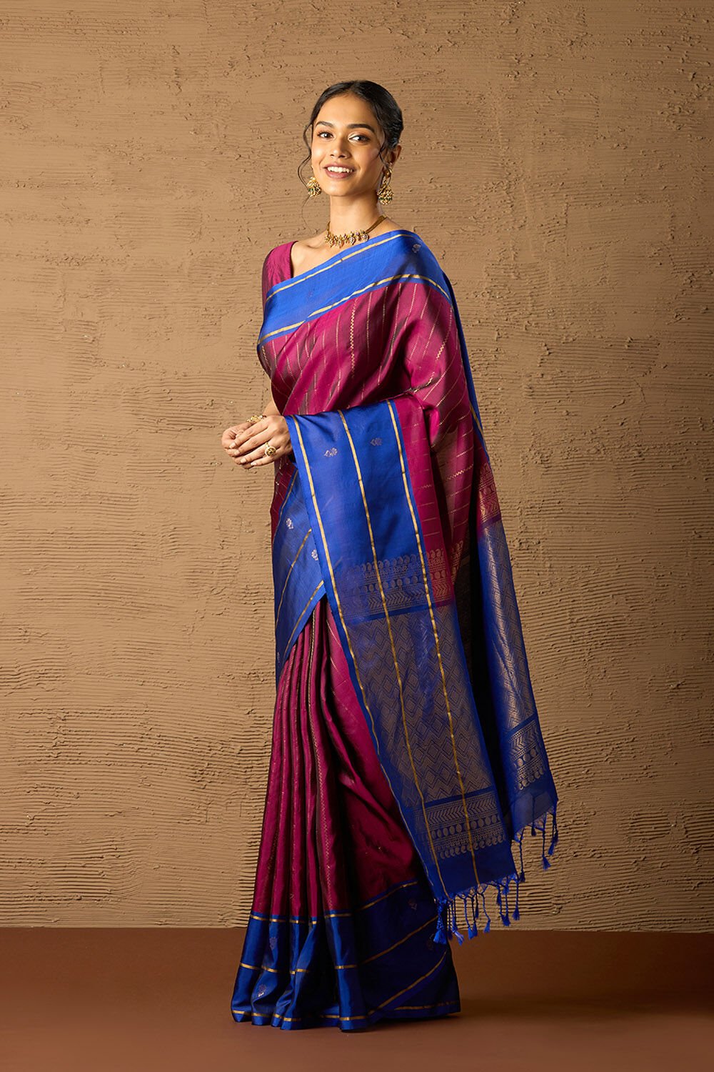 Violet Woven Pure Soft Silk Saree image number null