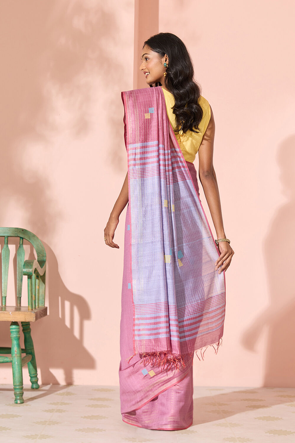 Violet Woven Silk Viscose Bhagalpur Saree image number null