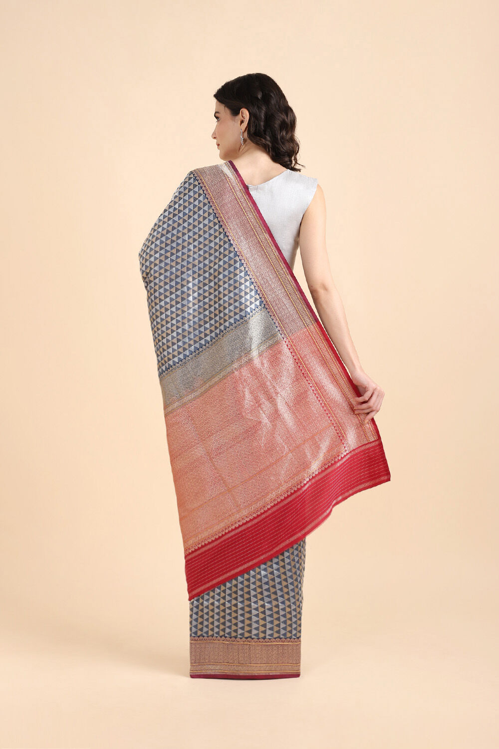 Dark Blue Pure Silk Banarasi Brocade Saree image number null