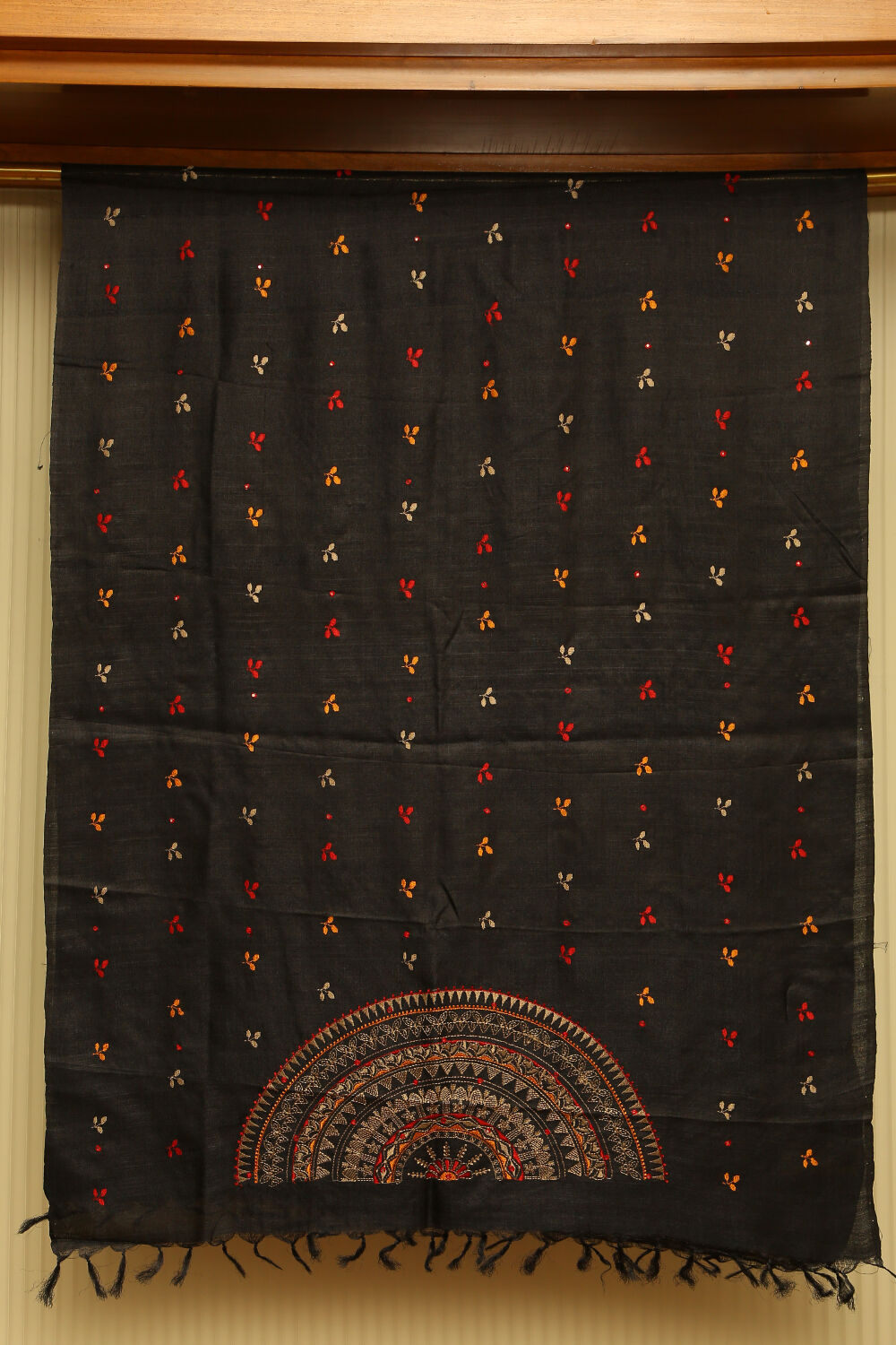 Black Tussar Silk Dupatta image number null