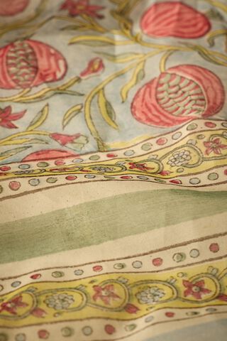 Light Blue Rajasthan Pure Silk Cotton Printed Sanganeri Saree thumbnail image number null