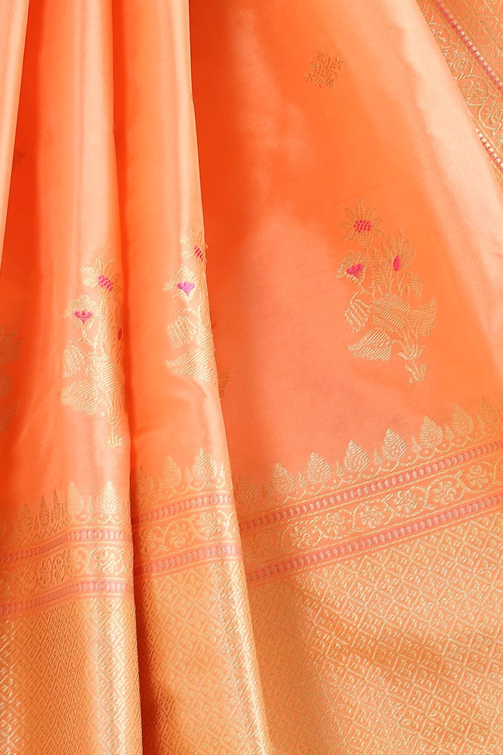 Light Orange Pure Silk Banarasi Saree image number null