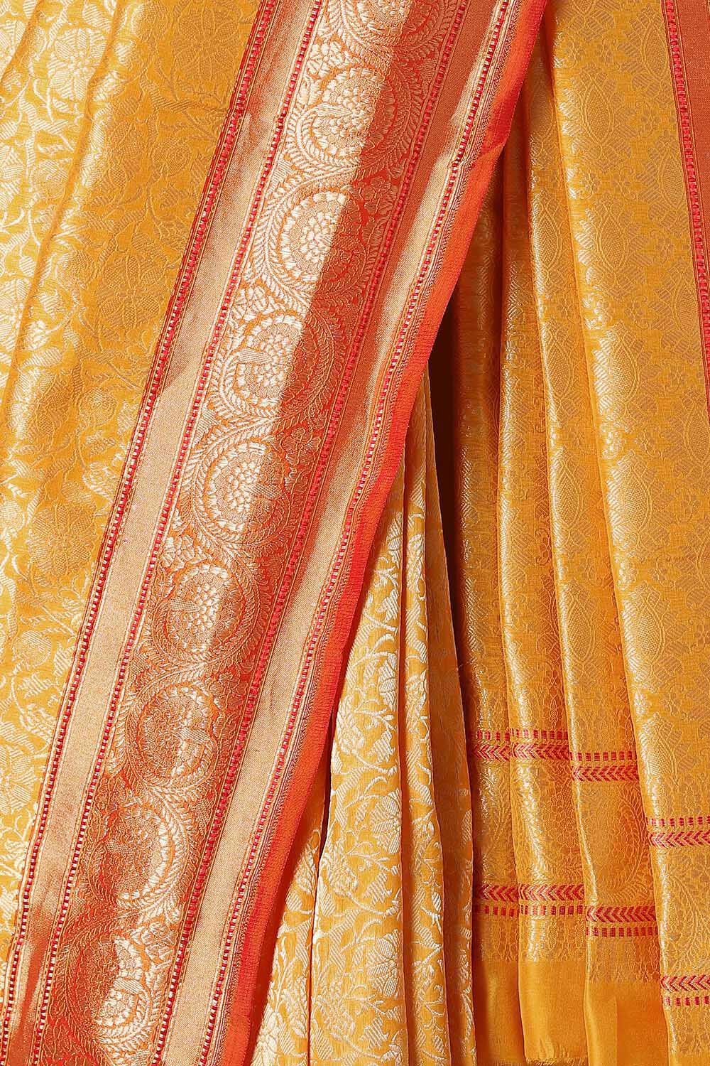 Yellow Pure Silk Banarasi Brocade Saree image number null