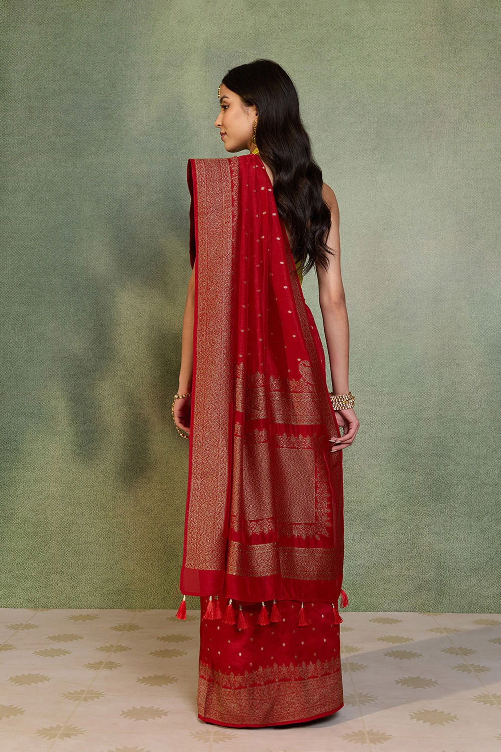 Red Woven Design Pure Viscose Saree image number null