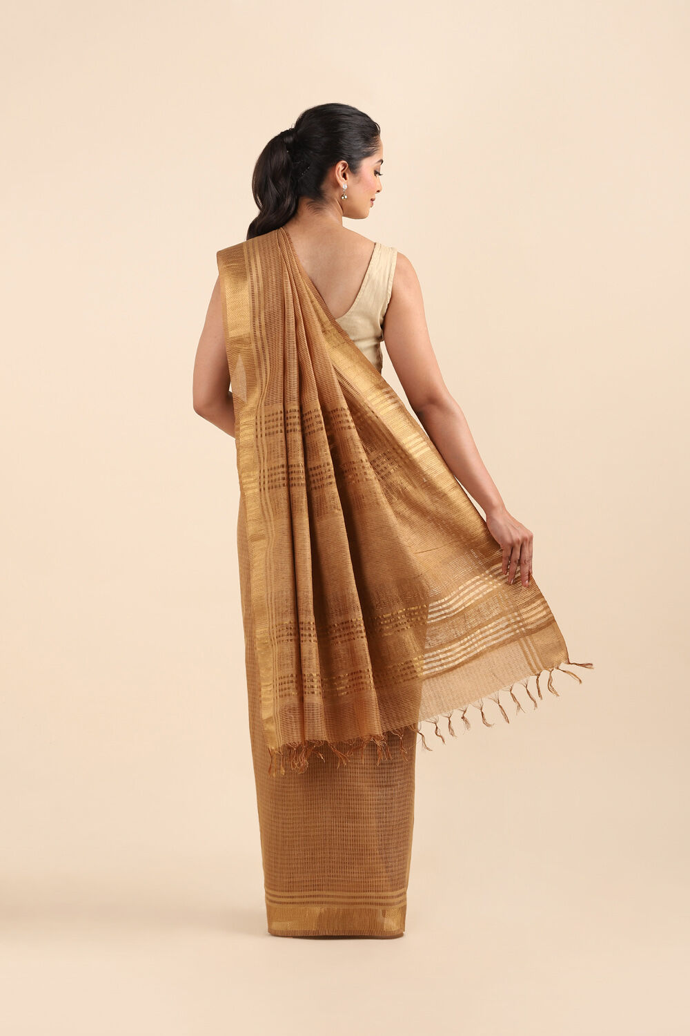 Brown Pure Silk Woven Saree image number null