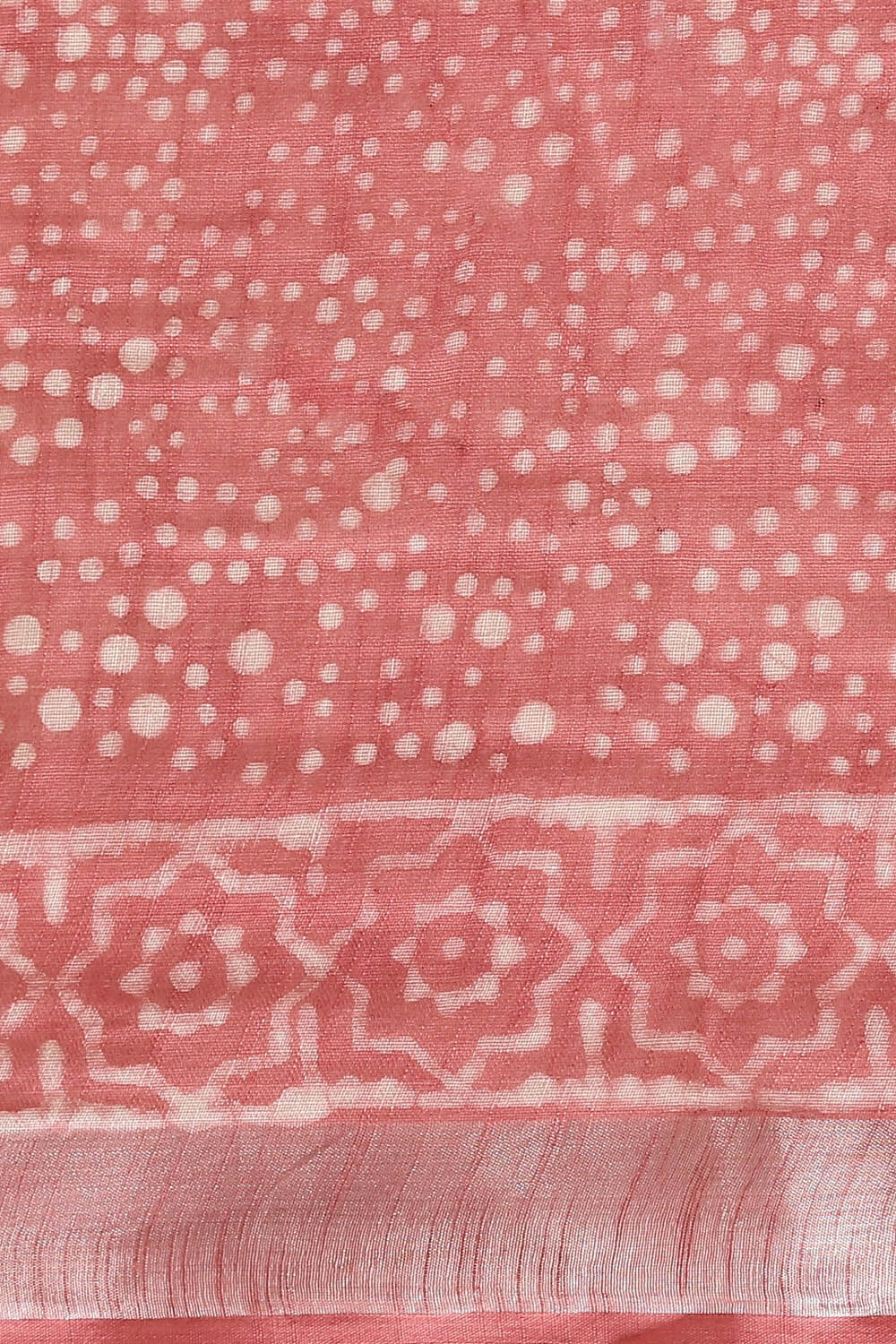 Pink Pure Cotton Linen Bagru Printed Saree image number null