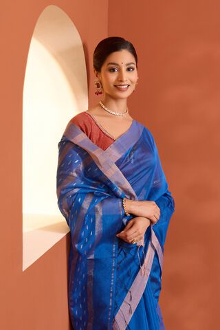 Blue Bengal Pure Silk Cotton Jamdani Saree image number