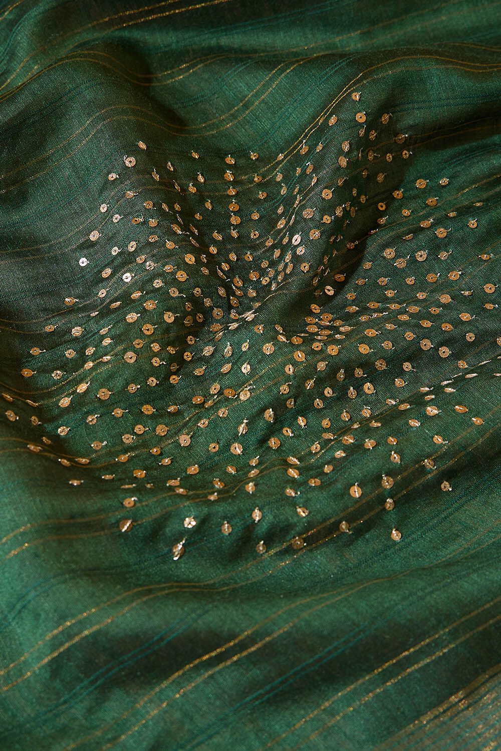 Dark Green Pure Silk Sequin Saree image number null