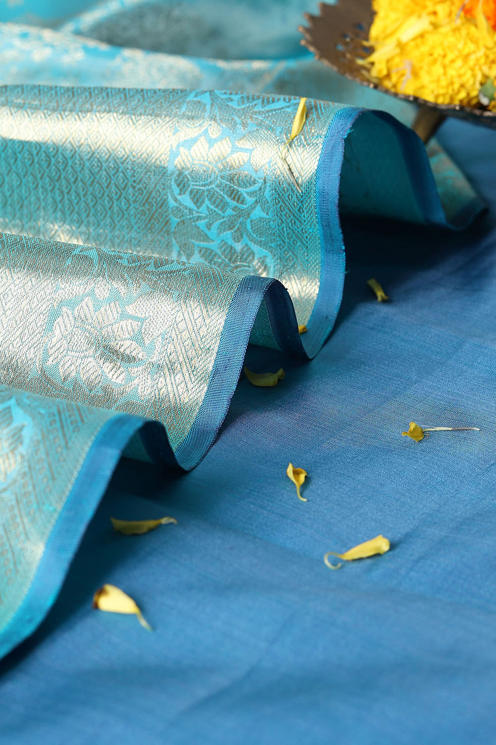 Light Blue Pure Silk Kanjivaram Saree image number null