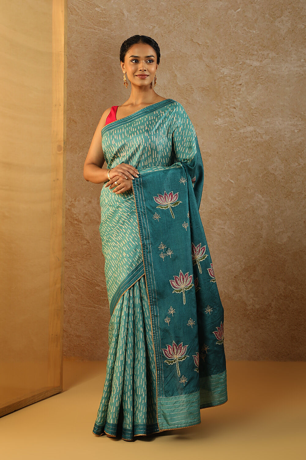 Blue Pure Tussar Silk Batik Saree image number null