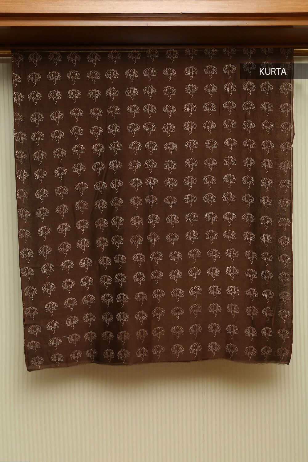 Brown Block Printed Pure Silk Cotton Suit Set image number null