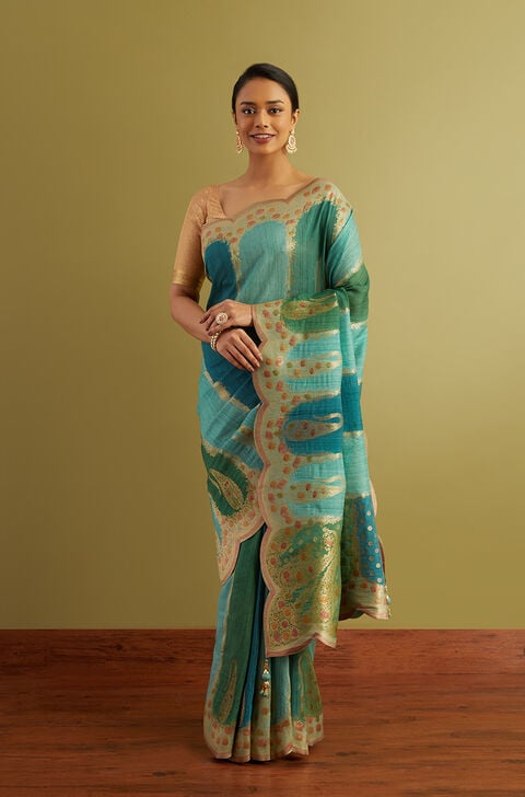 Green Woven Viscose Luxe Saree