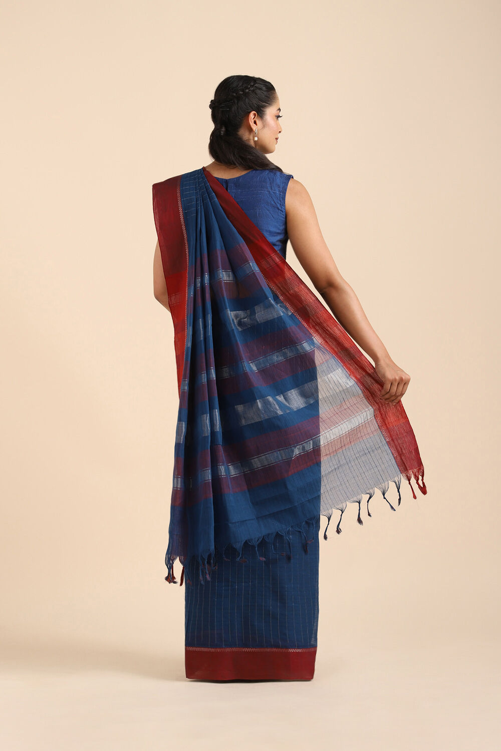 Dark Blue Pure Cotton Naranyanpet Saree image number null