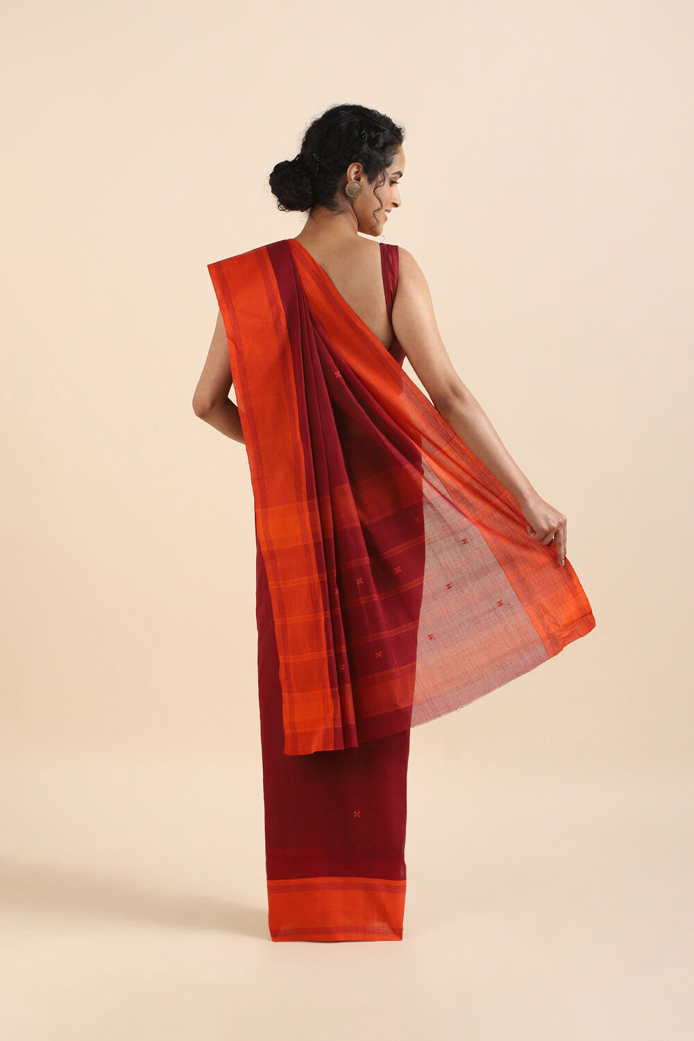 Dark Red Pure Cotton South Saree image number null