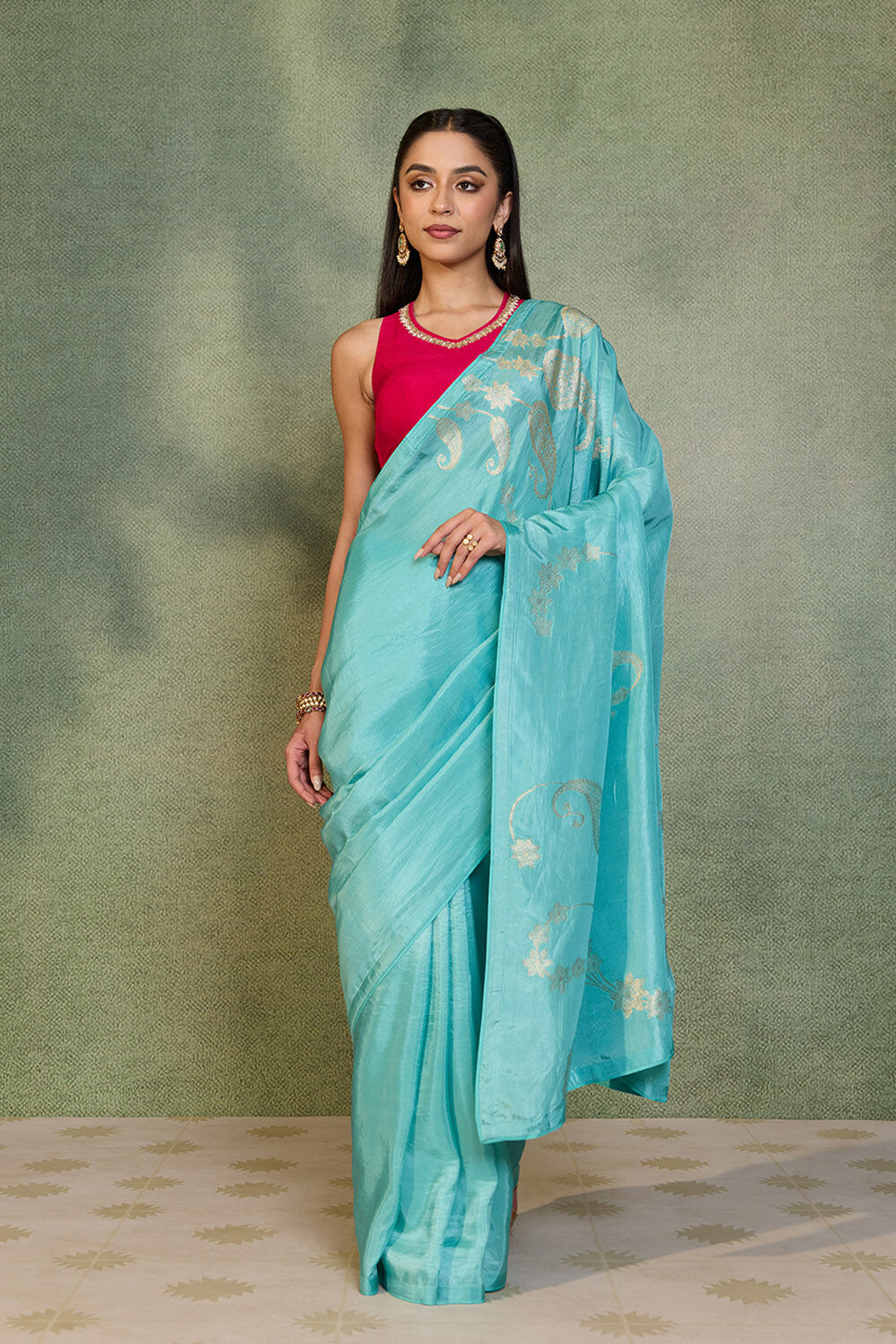 Light Blue Woven Design Viscose Saree image number null