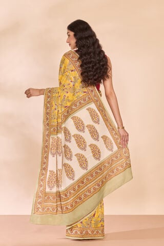 Yellow Rajasthan Pure Cotton Printed Sanganeri Saree thumbnail image number null