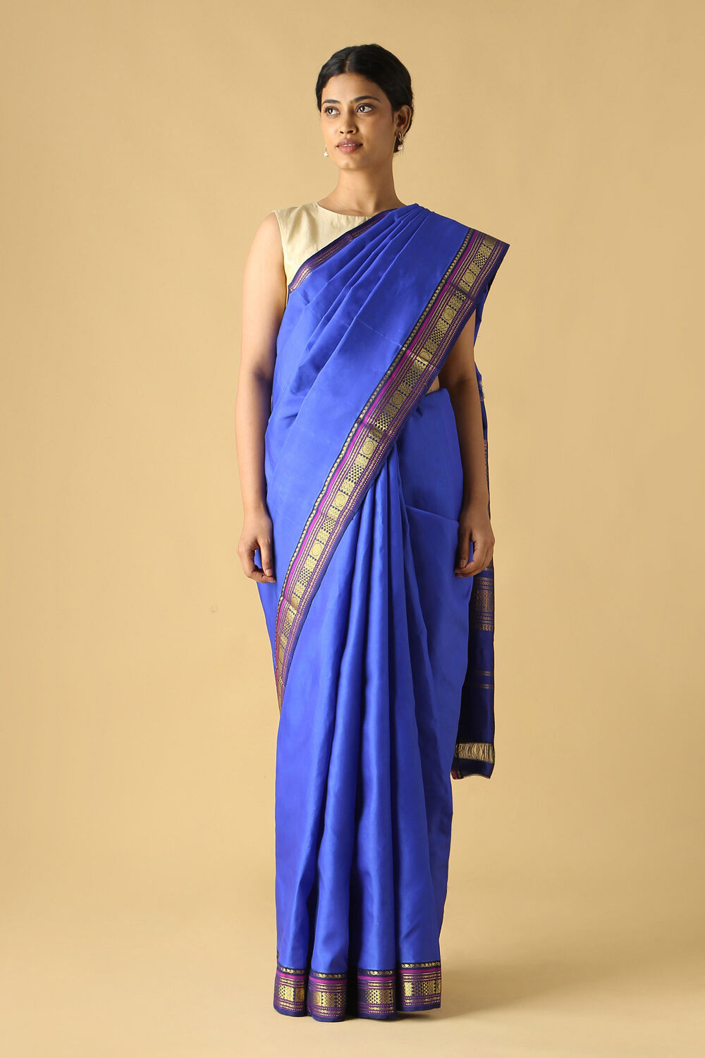 Blue Pure Silk Kanjivaram Saree image number null