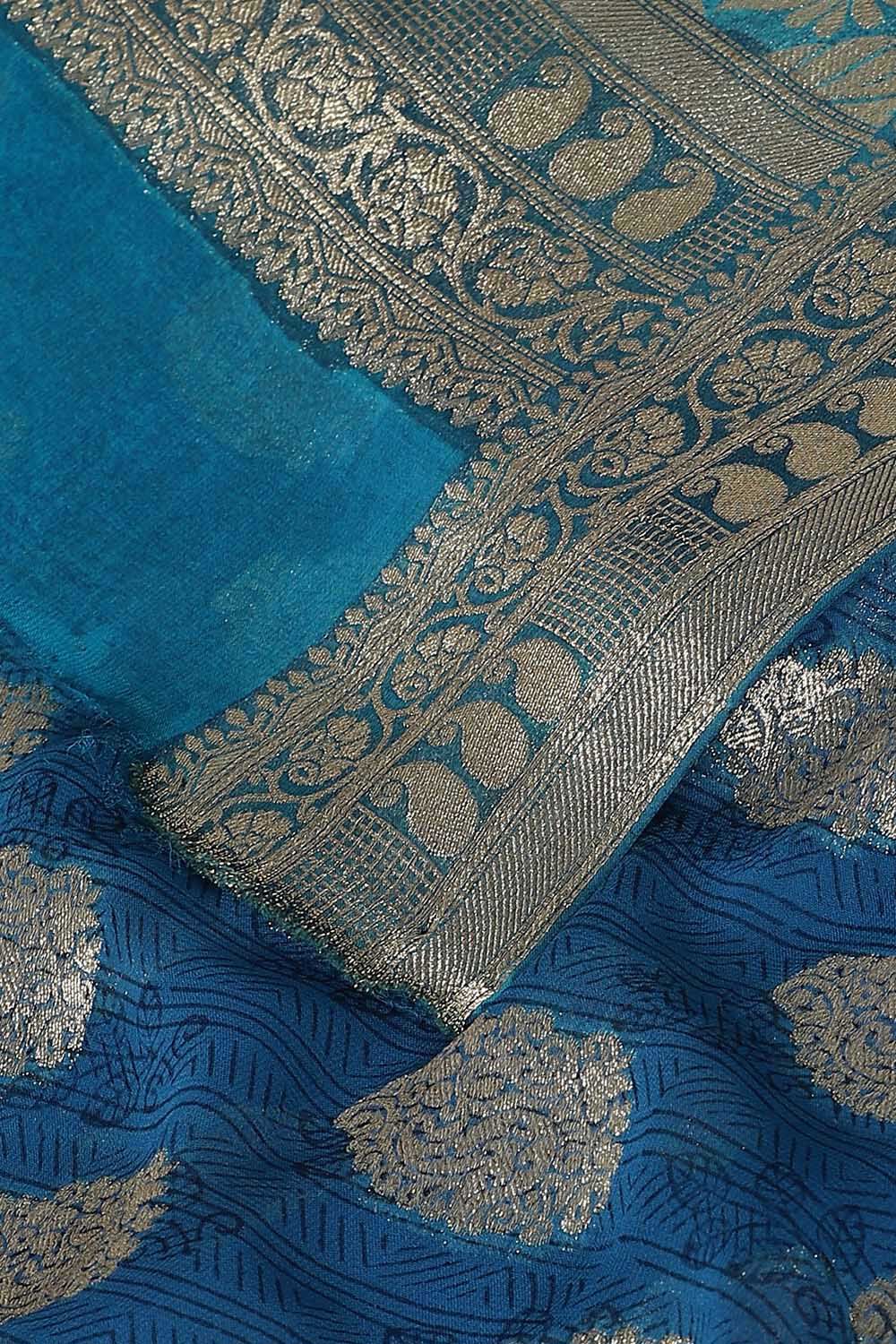 Blue Viscose Pure Georgette Banarasi Saree image number null