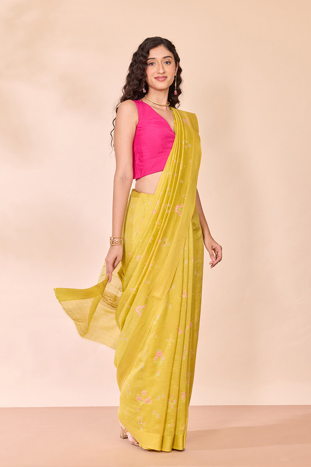Light Green Screen Printed Pure Silk Cotton Saree image number null