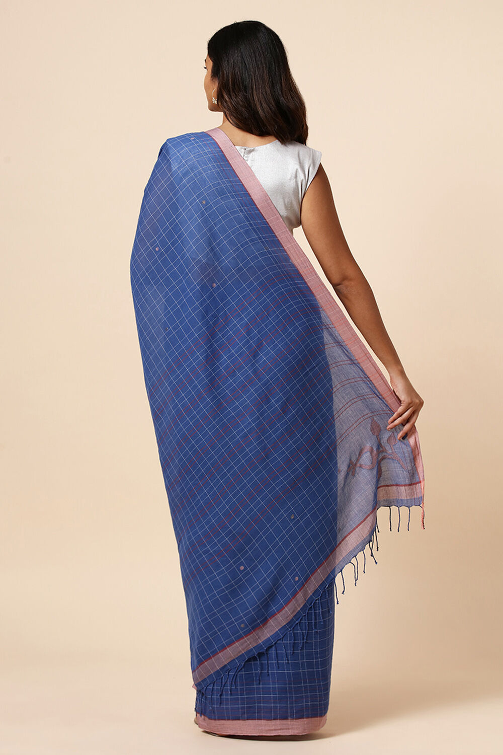 Blue Cotton Pure Khadi Jamdani Saree image number null