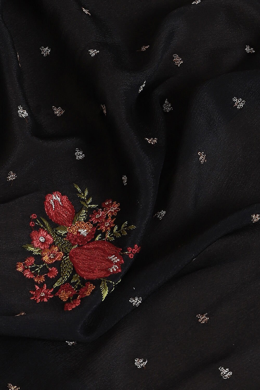Black Pure Viscose Embroidered Saree image number null