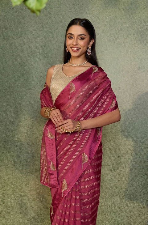 Light Pink Pure Viscose Embroidered Saree
