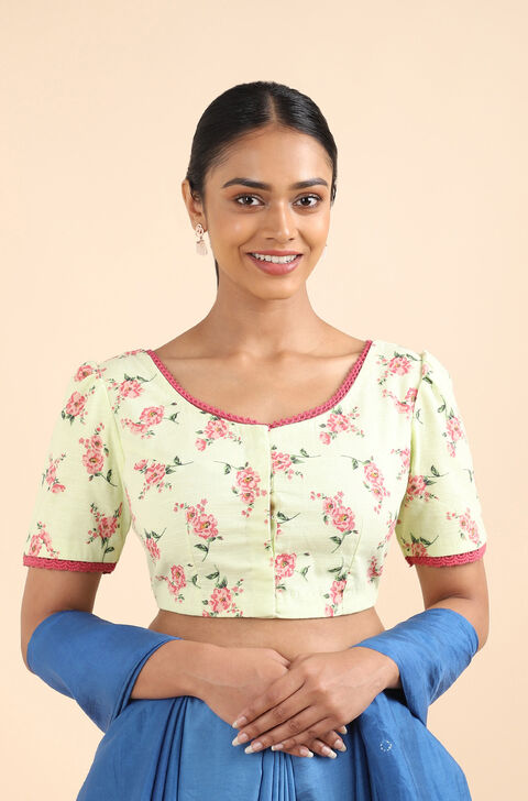 Light Green Printed Viscose Blouse