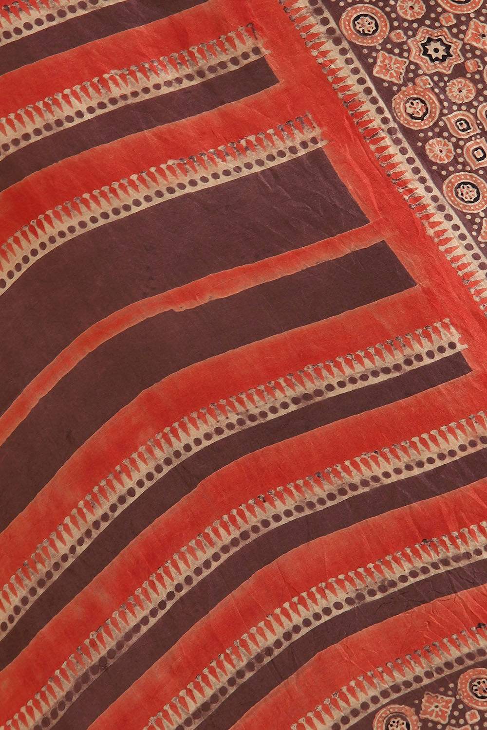 Brown Pure Silk Ajrakh Printed Saree image number null