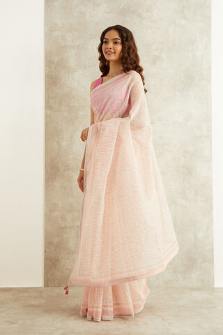 Pink Printed Mukaish Pure Silk Cotton Rajasthan Saree thumbnail image number null