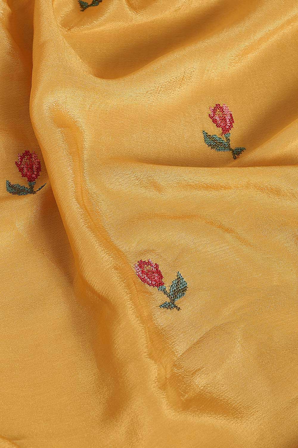 Light Pure Yellow Viscose Embroidered Saree image number null