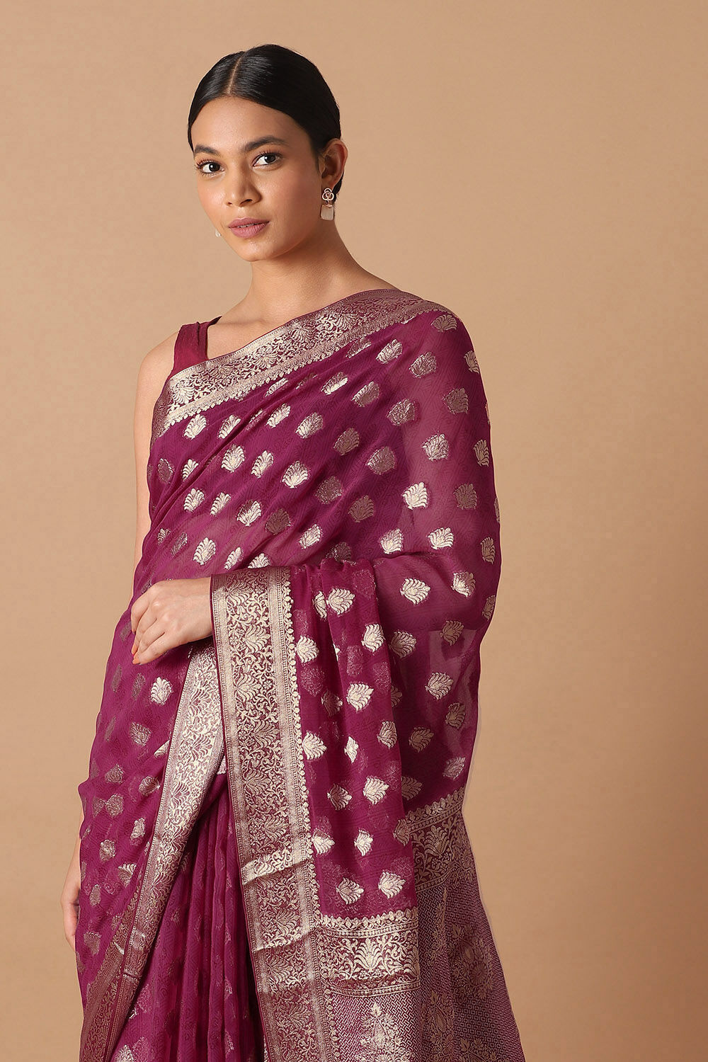 Pink Viscose Pure Georgette Banarasi Saree image number null