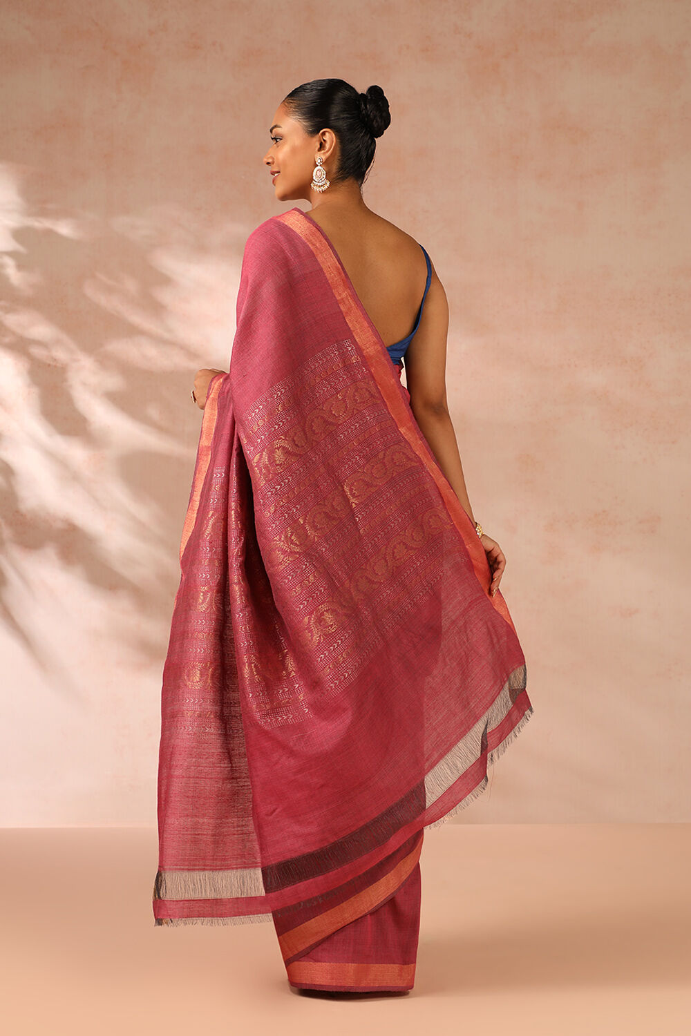 Pink Woven Chattisgarh Pure Tussar Silk Saree image number null
