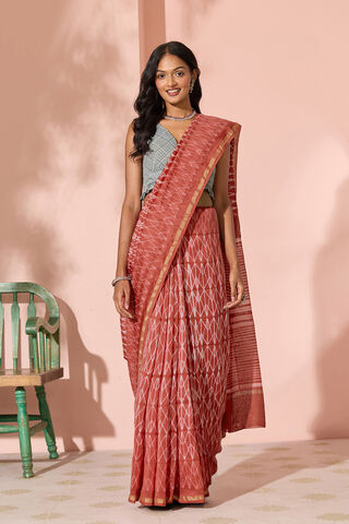 Red Tie & Dye Shibori Pure Silk Cotton Rajasthan Saree thumbnail image number null