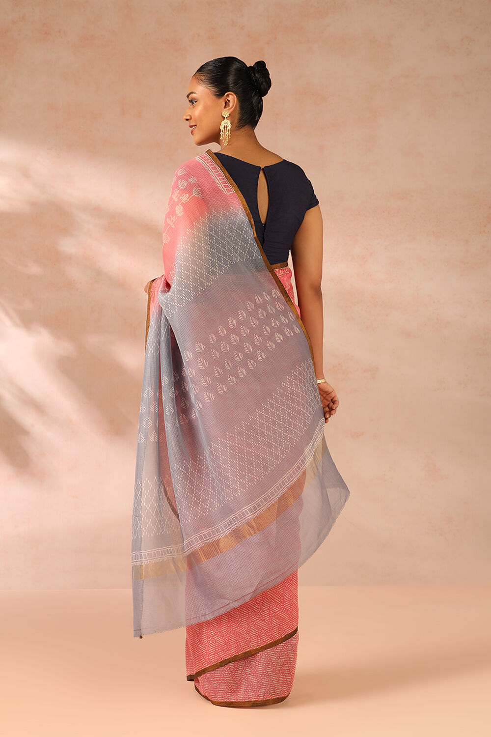 Pink Rajasthan Block Printed Pure Silk Kota Saree image number null