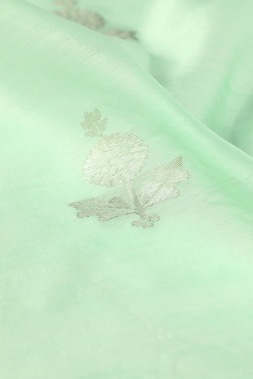 Light Green Chanderi Pure Silk Cotton Woven Saree image number null
