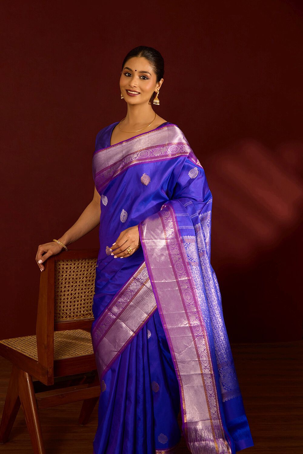 Purple Pure Silk Woven Kanjivaram Saree image number null
