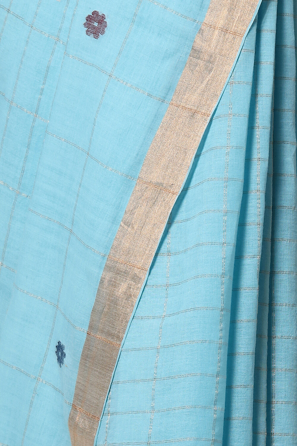 Light Blue Cotton Pure Khadi Jamdani Saree image number null