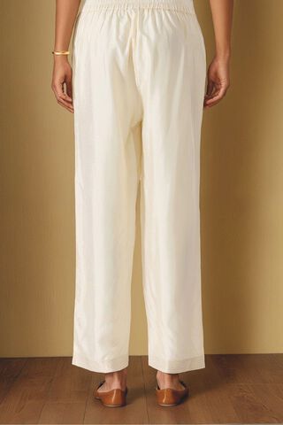 Off White Viscose Embroidered Trouser thumbnail image number null