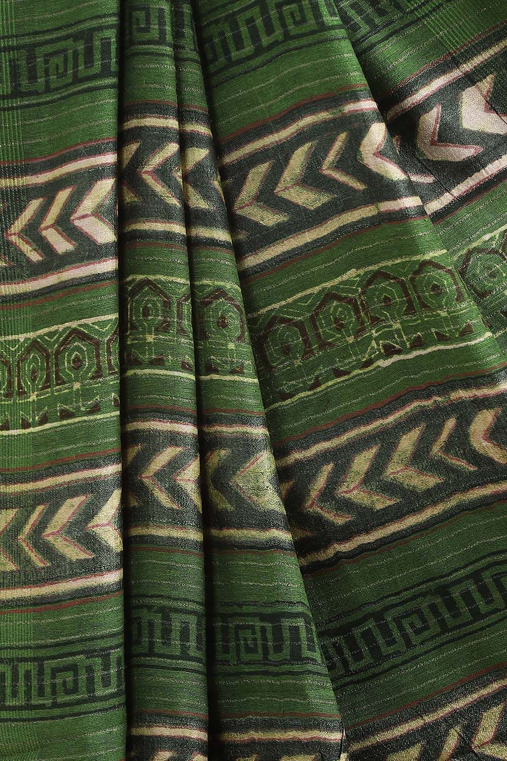 Green Pure Tussar Printed Saree image number null