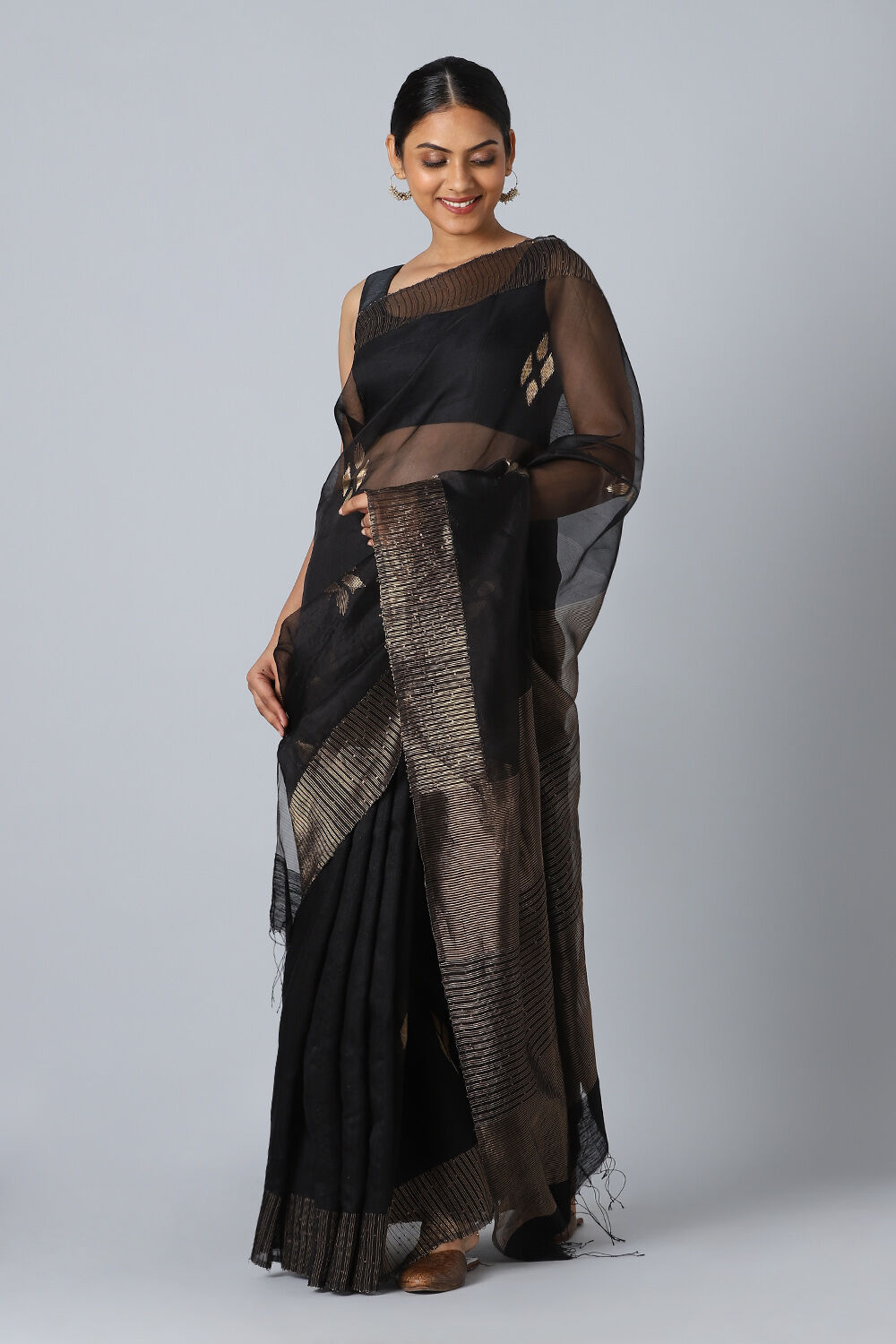 Black Pure Silk Vanya Bengal Saree image number null