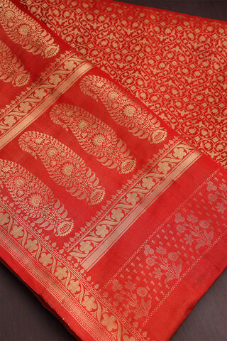 Red Kanjivaram Silk Tissue Saree image number