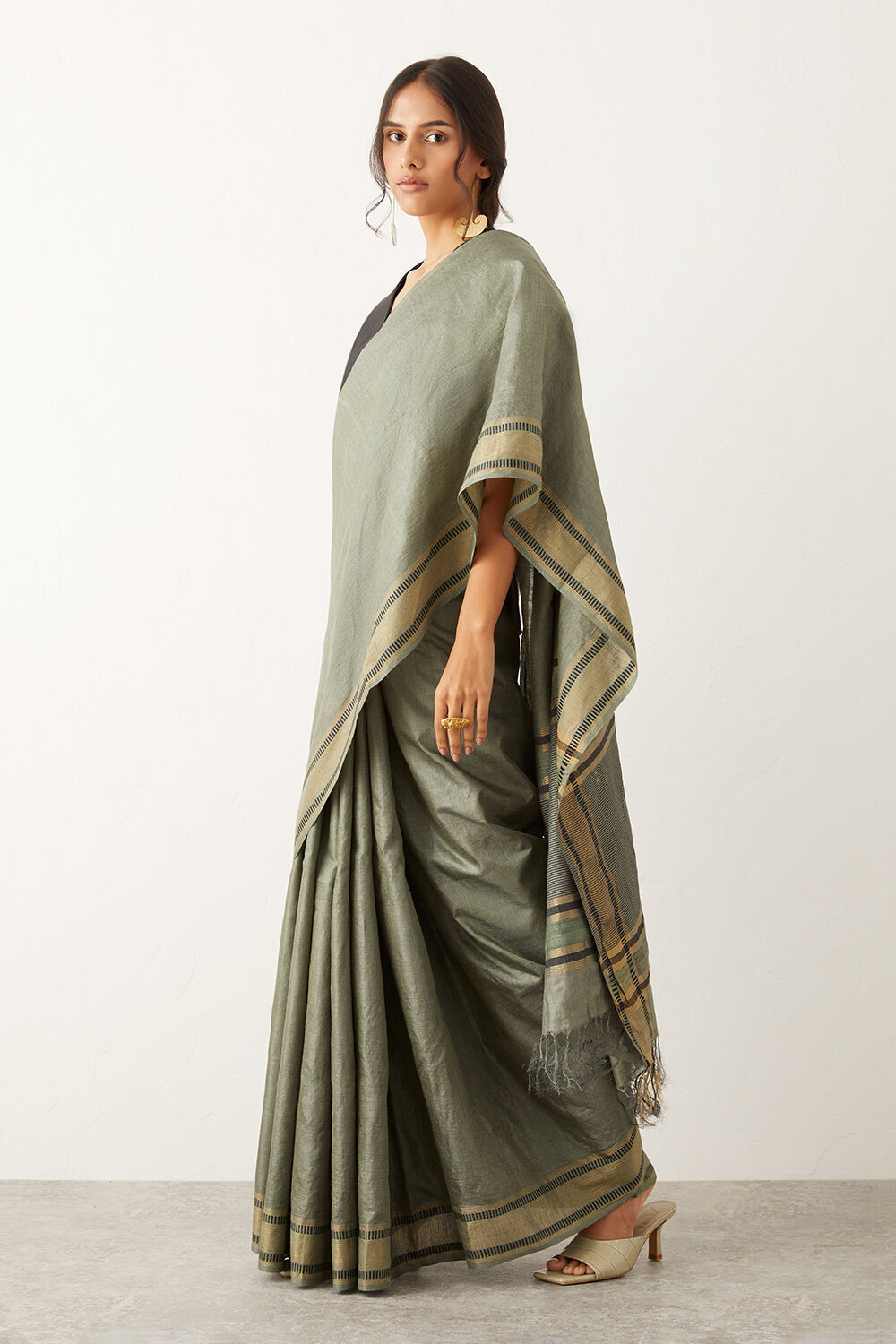 Light Green Pure Tussar Silk Woven Saree image number null