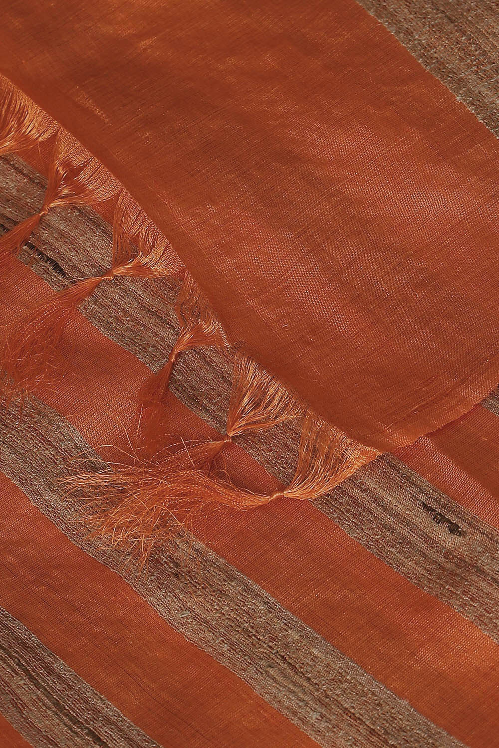 Orange Pure Tussar Silk Woven Saree image number null
