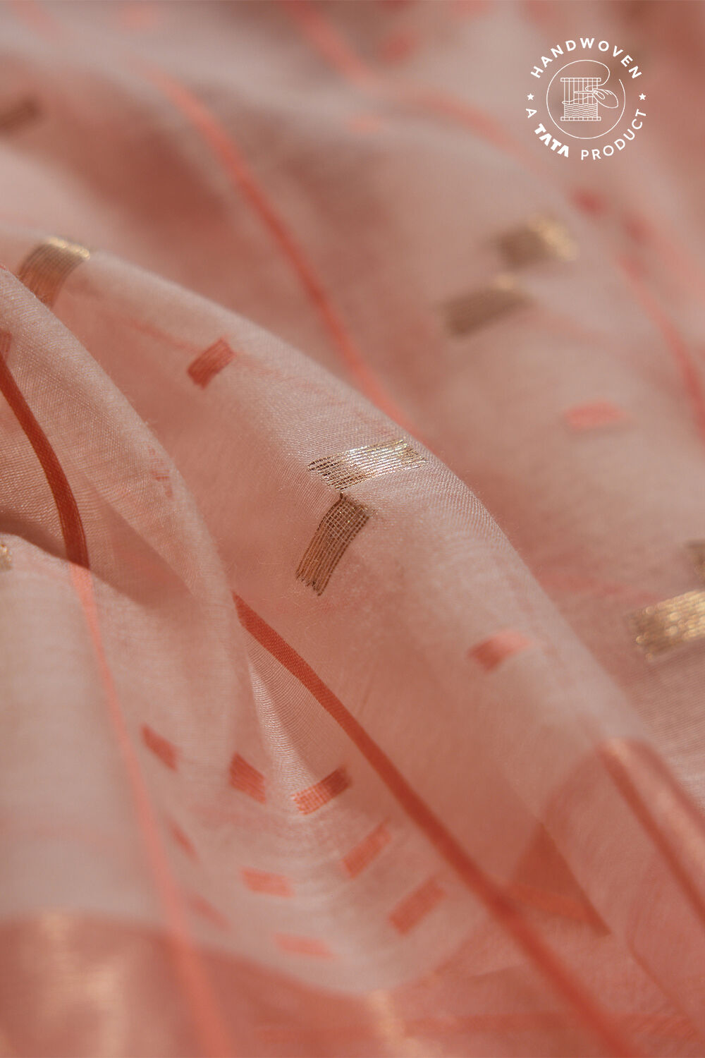 Light Orange Silk Khadi Cotton Bengal Jamdani Saree image number null