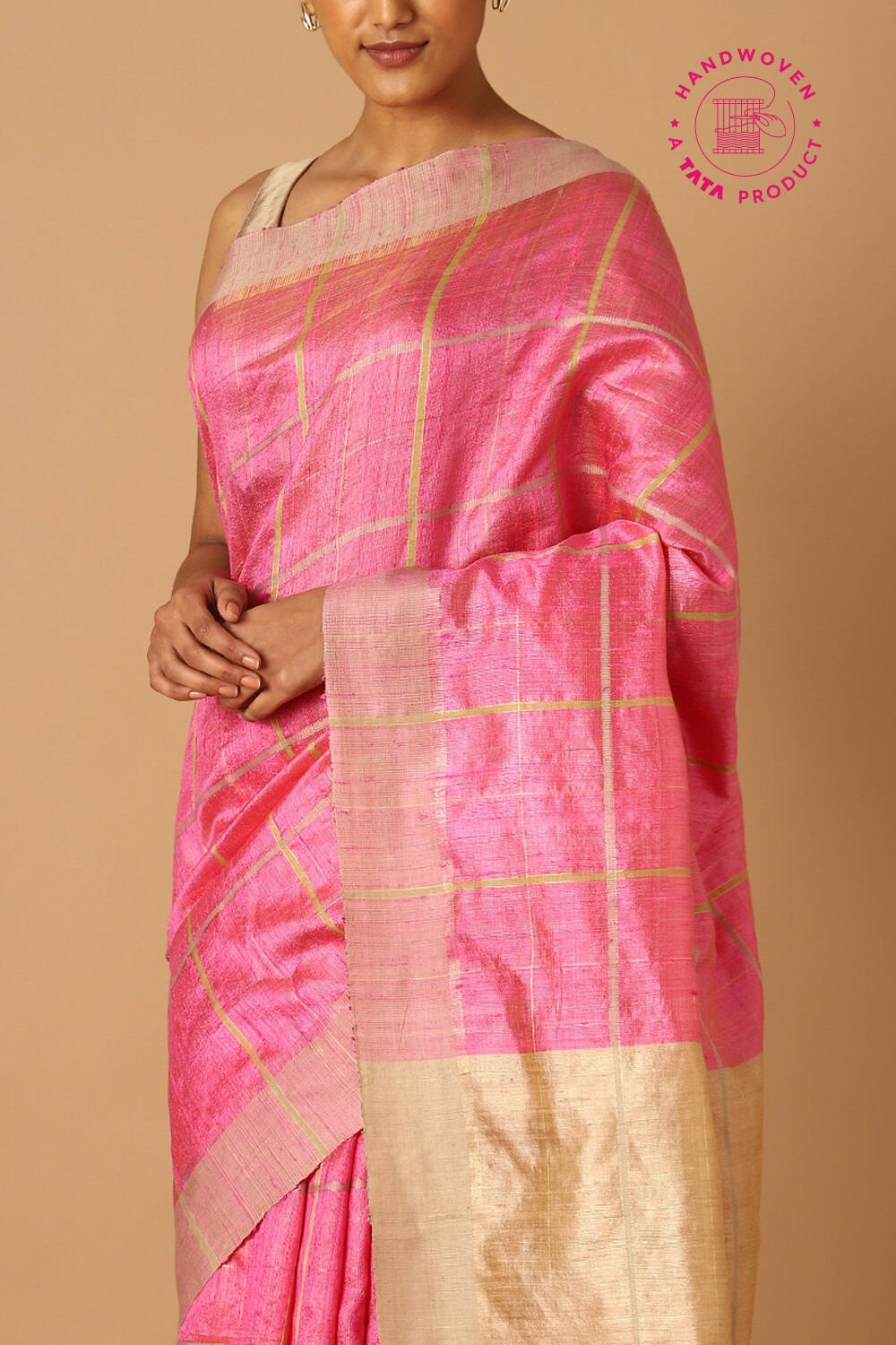 Pink Pure Tussar Silk Bhagalpuri Saree image number null