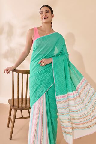Green Screen Printed Bengal Pure Cotton Saree