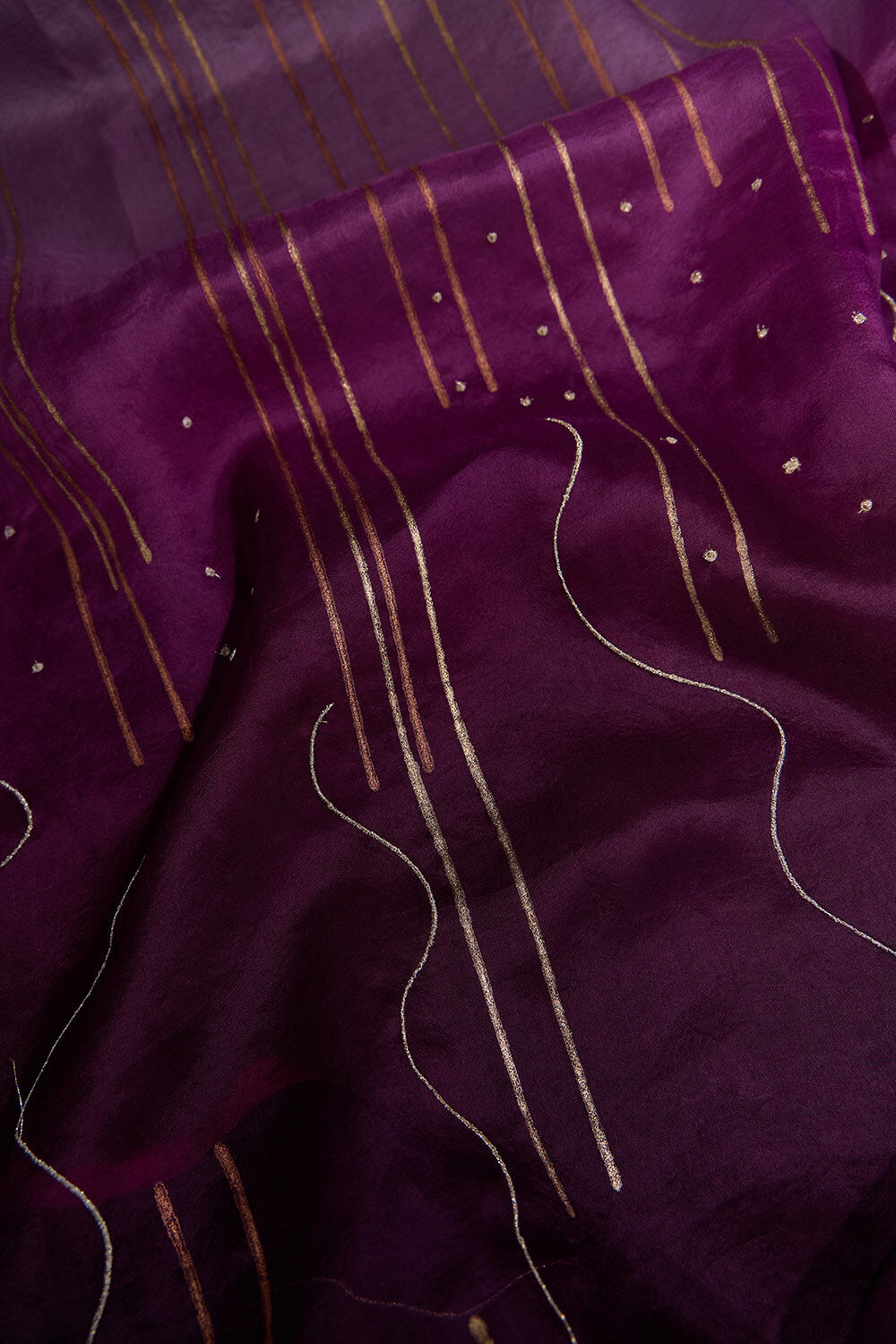 Purple Pure Organza Printed Embroidery Saree image number null