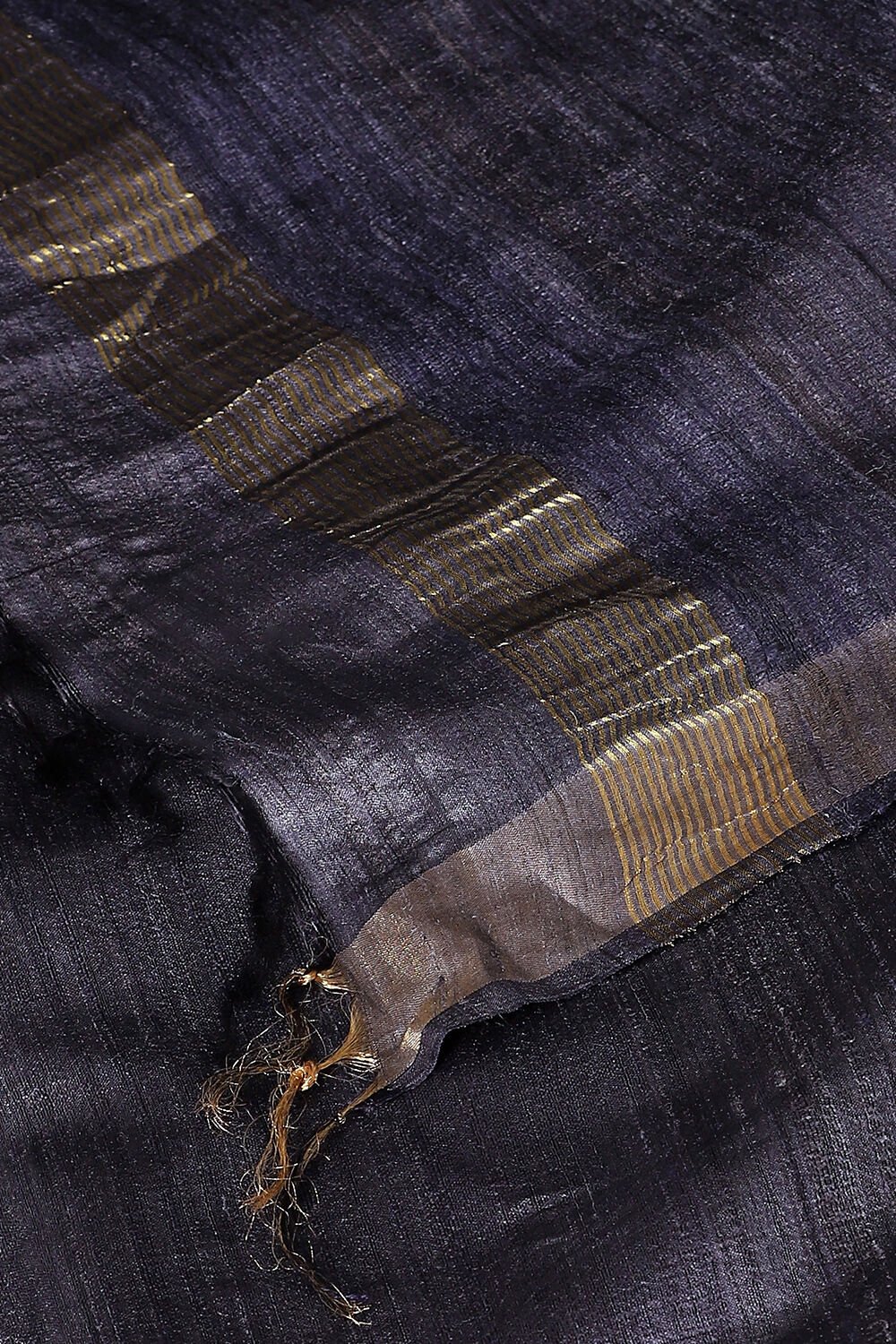 Dark Blue Pure Tussar Silk Bhagalpuri Saree image number null