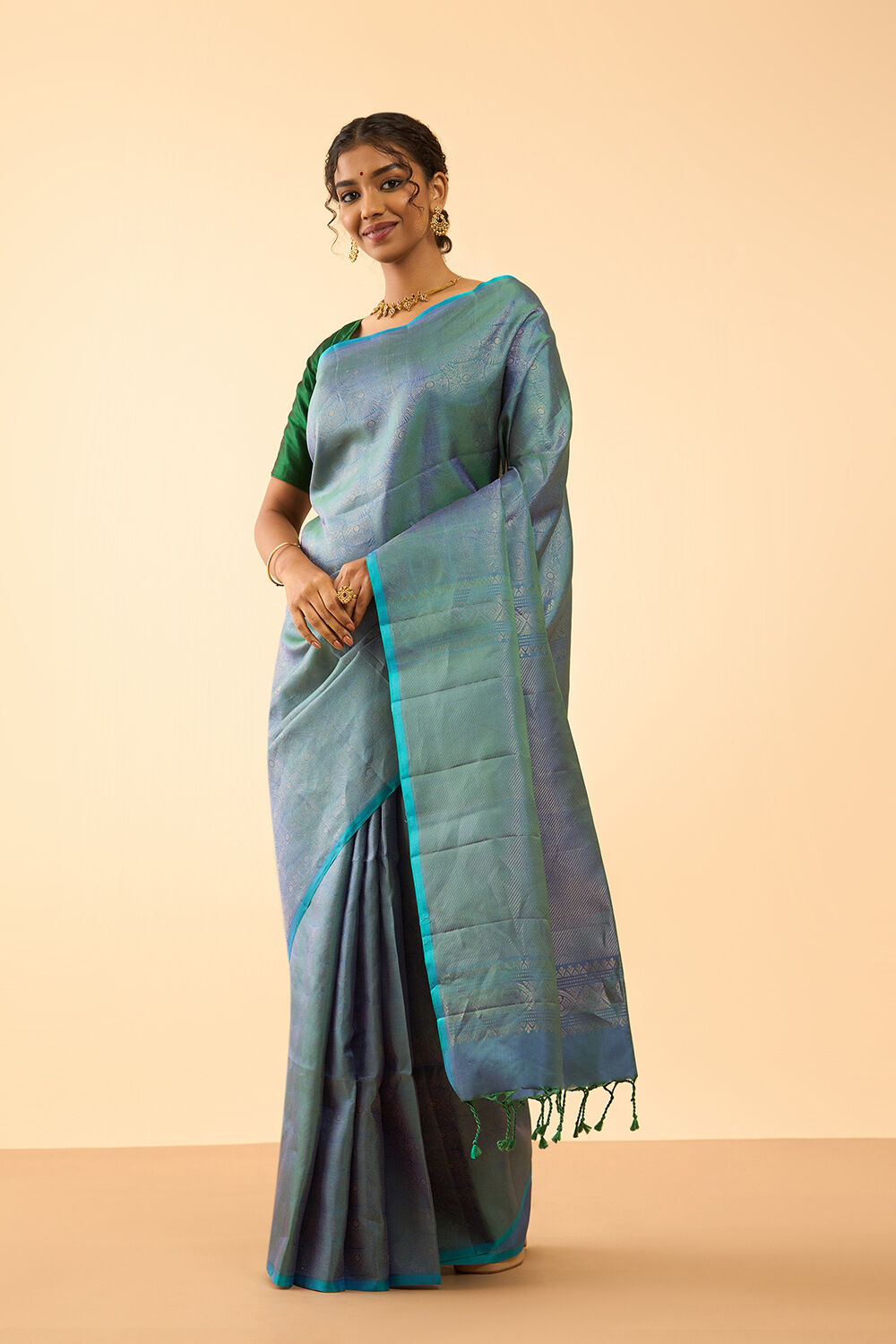 Violet Woven Pure Soft Silk Saree image number null