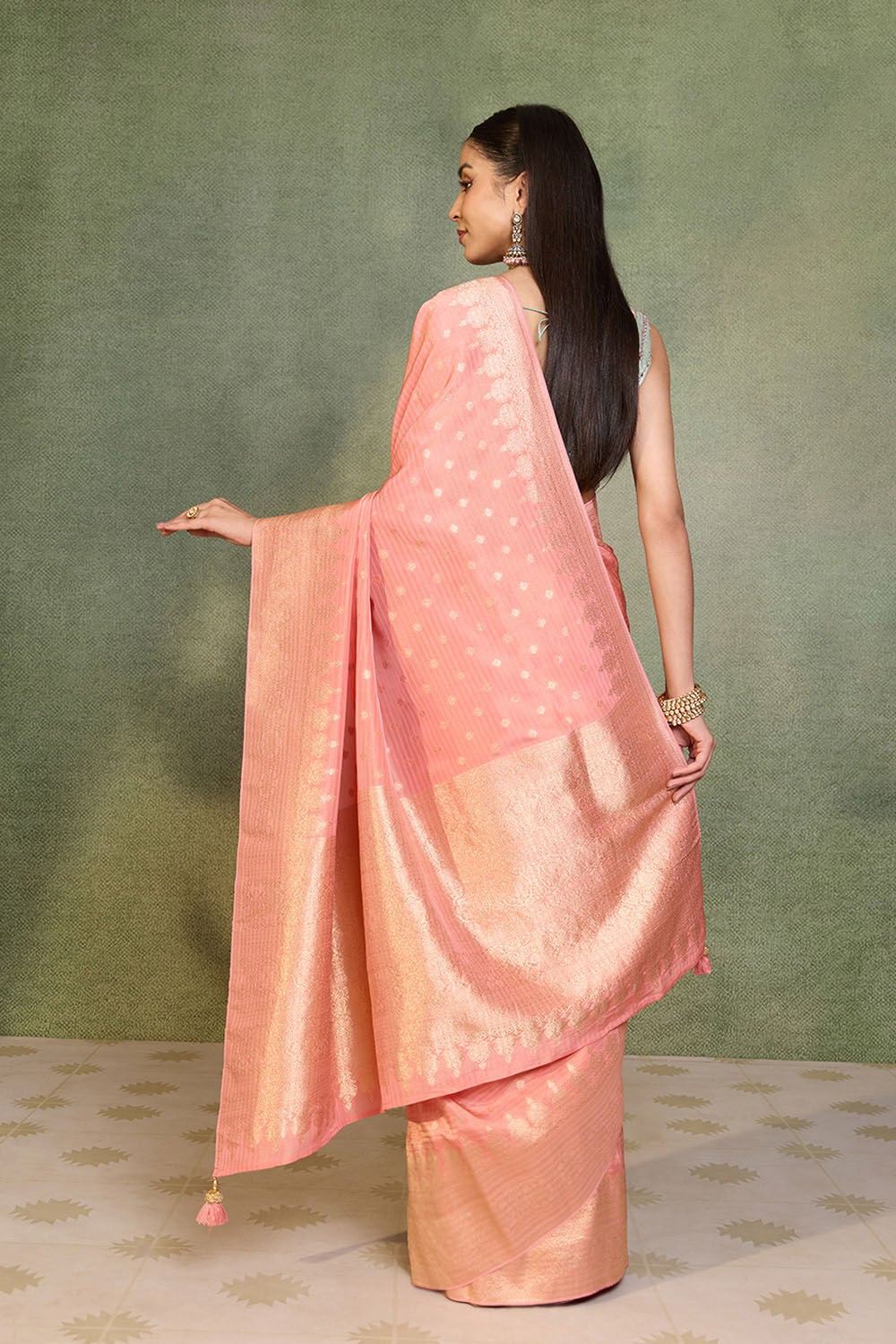 Pink   Woven Viscose Tissue Saree image number null